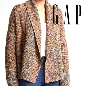 GAP Open-Front "rag" textured cotton cardigan, multicolor, M